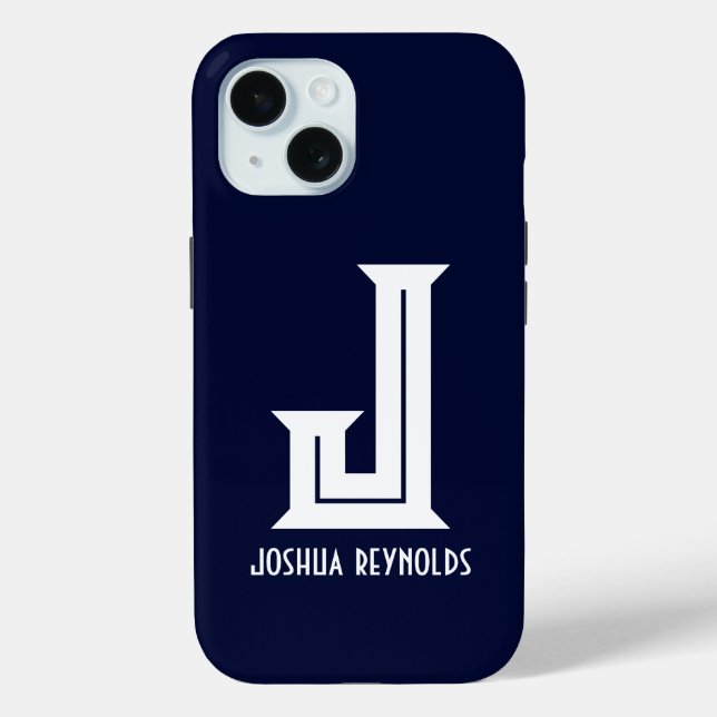 Coques Case-Mate iPhone Minimal Monogram Bleu Nuit  (Verso)