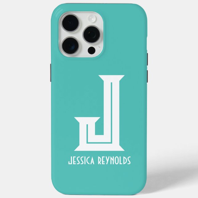 Coques Case-Mate iPhone Minimal Monogramme Aqua (Verso)