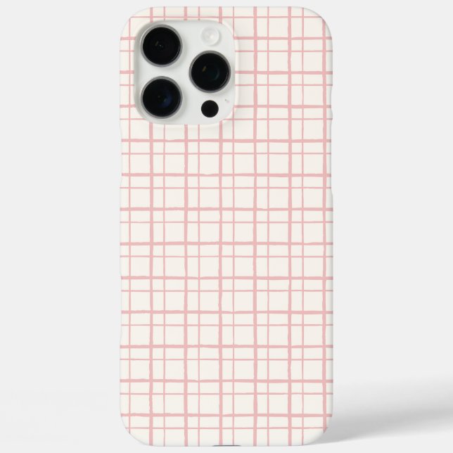 Coques Case-Mate iPhone Minimalist HandDrawn Wobbly Grid Check Ballet Pink (Verso)