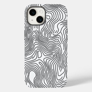 Coque Pour iPhone 14 Minimalist White Topographic Line Art 🌍