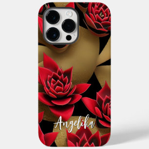 Coque Pour Pour iPhone 14 Pro Max Minimaliste Abstrait rouge et or contemporain