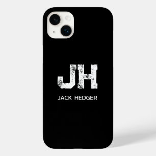 COQUE POUR iPhone 14 PLUS MINIMALISTE BLANC MONOGRAMME À DEUX LETTRES NOM NO