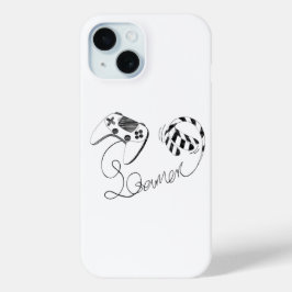 Coque Pour iPhone 15 Minimaliste Gamer Chat Ligne Art - Câble de Manett