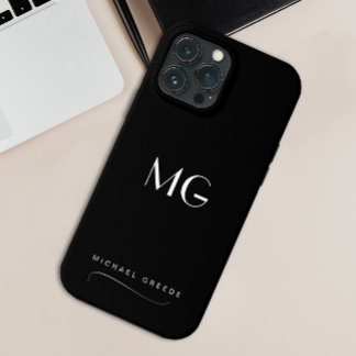 Case-Mate iPhone Case Minimaliste noir monogramme avec nom