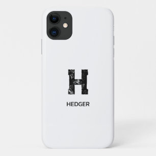Case-Mate iPhone CASE MINIMALISTE NOIR UNE LETTRE MONOGRAMME NOM BLANC