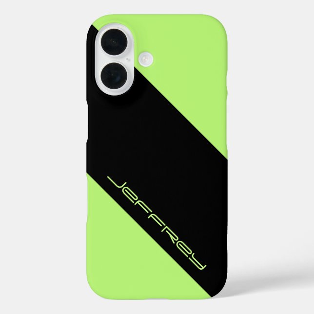 Coques Case-Mate iPhone Minimaliste simple néon vert et noir avec nom (Verso)