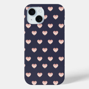 Coque Pour iPhone 15 Minuscule Rose or rose brillant Coeurs Motif