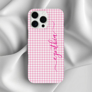 Coques iPhone 16 Pro Max Minuscule rose pâle En vichy signature