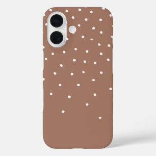 Coques iPhone 16 Mocha Mousse Brown Minuscule Polka Dot 2025