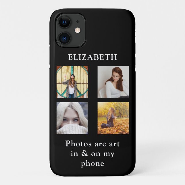 Coques Case-Mate iPhone Modèle Collage Photo Personnalisé Avec Texte Noir (Dos)