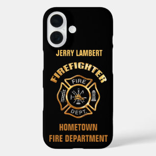 Coques iPhone 16 Modèle de nom Gold du service d'incendie