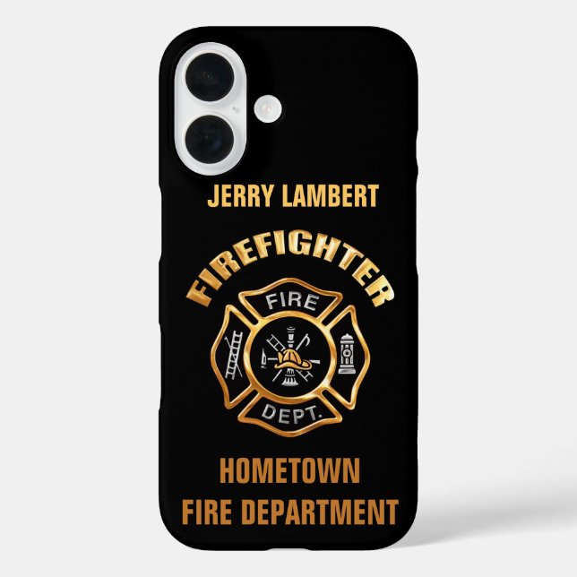 Coques Case-Mate iPhone Modèle de nom Gold du service d'incendie (Verso)