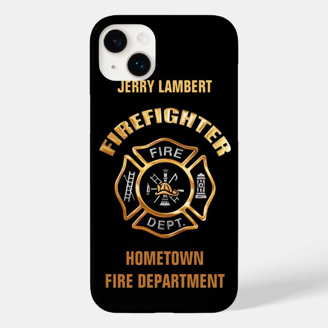 Coques Case-Mate iPhone Modèle de nom Gold du service d'incendie (Verso)