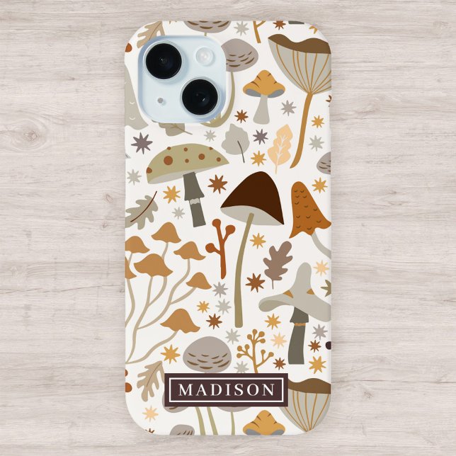 Coques Case-Mate iPhone Modèle de nom personnalisé du Motif de champignons (Créateur téléchargé)