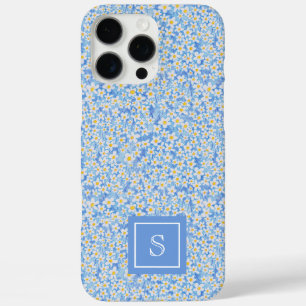 Coques iPhone 16 Pro Max Modèle floral bleu marguerite personnalisé