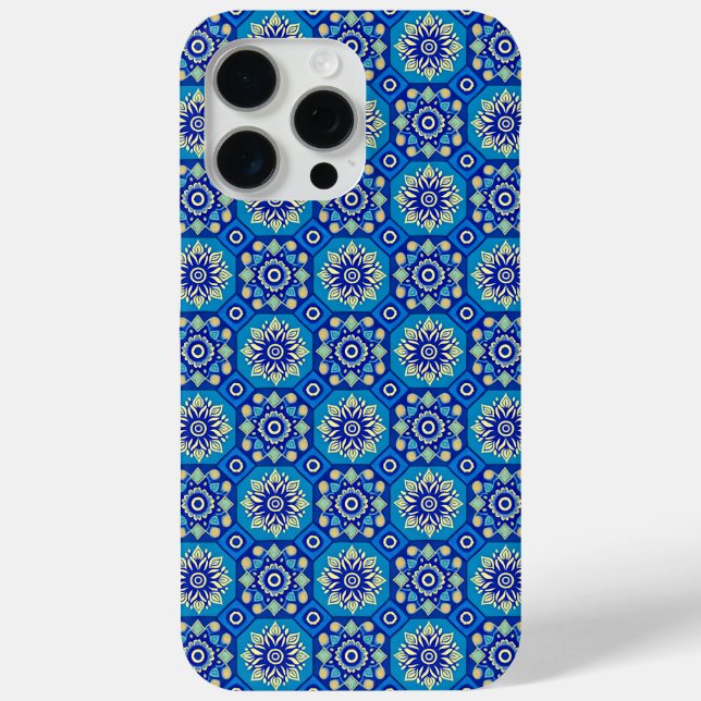 Coques Case-Mate iPhone Modèle Floral Boho bleu vintage (Verso)