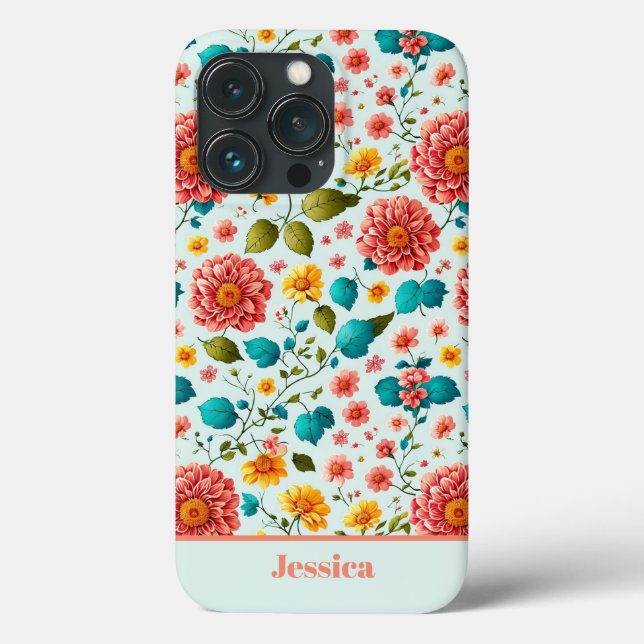 Coques Case-Mate iPhone Modèle floral brillant personnalisé (Verso)