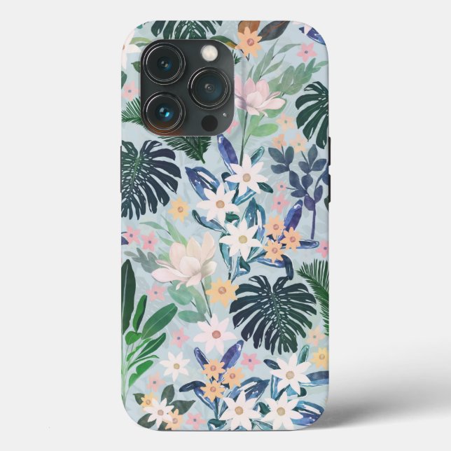 Coques Case-Mate iPhone Modèle floral de feuillage tropical (Verso)
