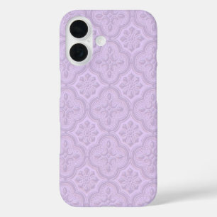 Coques iPhone 16 Modèle Floral Décoratif En Mauve