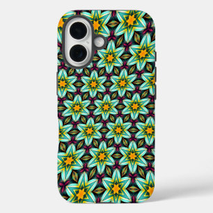 Coques iPhone 16 Modèle Floral Étoiles Vertes