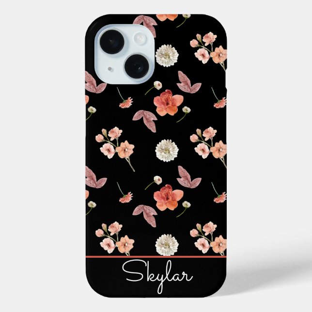 Coques Case-Mate iPhone Modèle Floral Fleur sauvage moderne Nom du script (Verso)