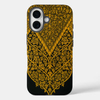 Modèle floral indien vintage noir et or