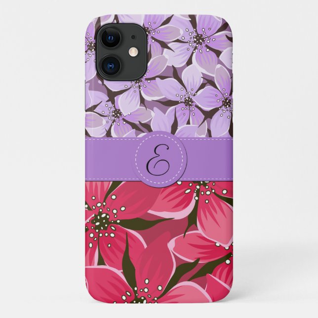 Coques Case-Mate iPhone Modèle Floral, Motif De Fleurs, Monogramme (Dos)