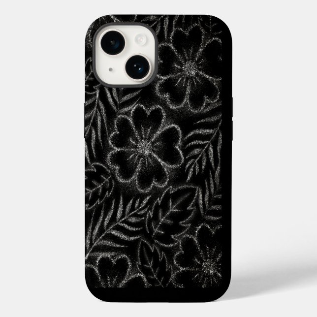 Coques Case-Mate iPhone Modèle floral noir et blanc (Verso)