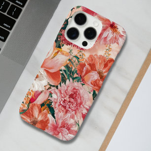 Coques iPhone 16 Pro Modèle Floral rose orange