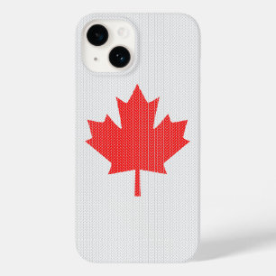 Coque Pour iPhone 14 Modèle Knit Maple Leaf Tricot Motif