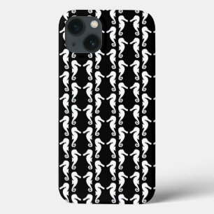 iPhone 13 Case Modèle noir et blanc d'hippocampes