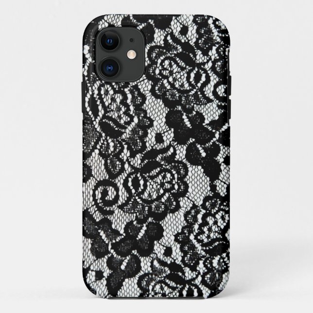 Coques Case-Mate iPhone Modèle noir romantique de dentelle (Dos)