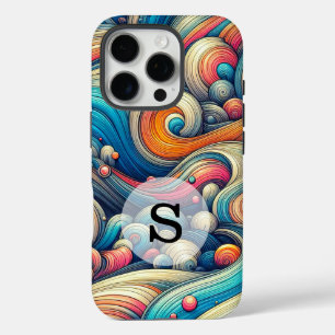 Coques iPhone 16 Pro Modèle personnalisé Psychedelic Wavy Print