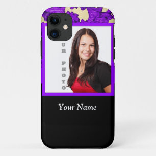 Coques Pour iPhone Modèle photo damassé fleuri violet