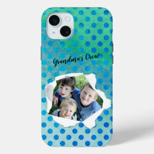 Coque iPhone 15 Mini Modèle Pointe Polka Dot Poche Papier Photo Personn