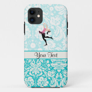 Coque iPhone 11 Modèle turquoise Damask Patinage sur glace