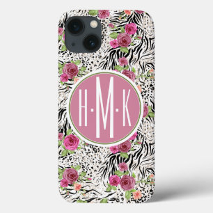 iPhone 13 Coque Modelez avec le monogramme des posters de animaux