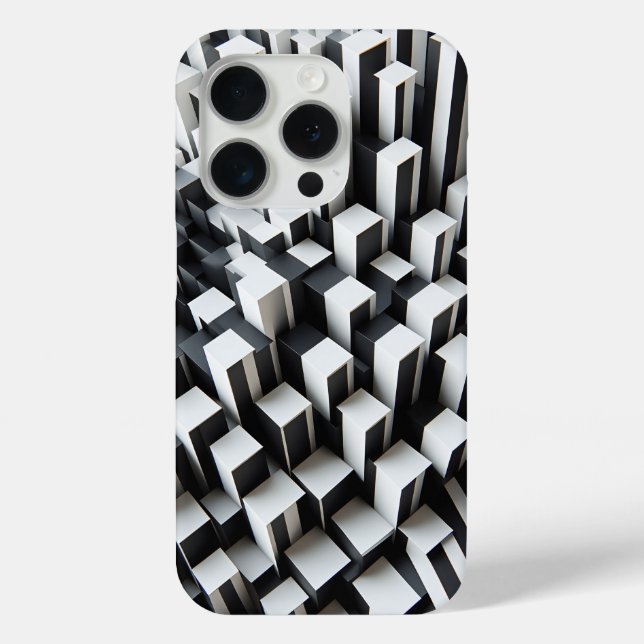 Coques Case-Mate iPhone Modern 3D Black & White Geometric Phone Case  (Verso)