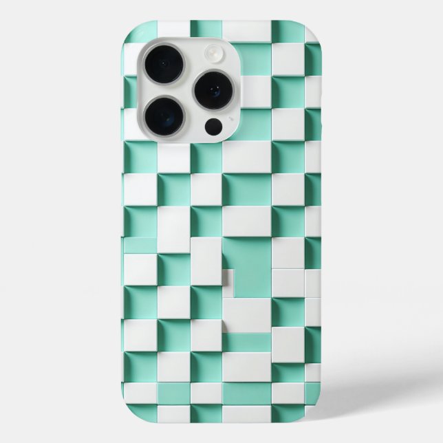 Coques Case-Mate iPhone Modern 3D Geometric Cube Case - Mint Green & White (Verso)