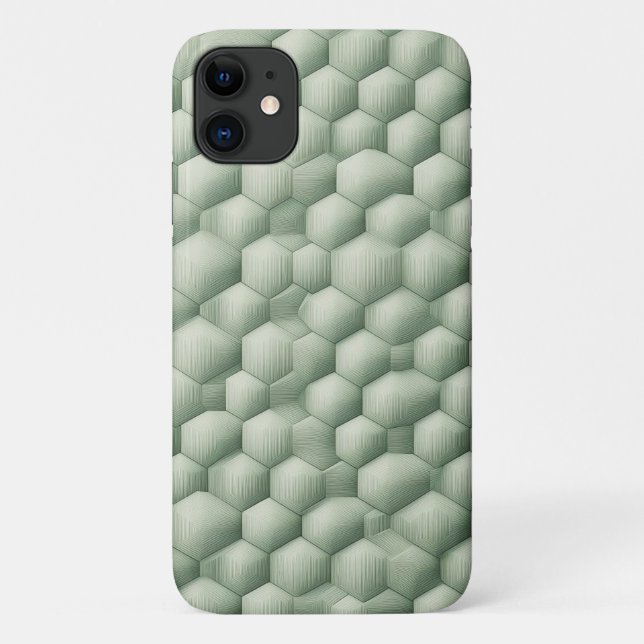 Coques Case-Mate iPhone Modern 3D Geometric Hexagon Texture - Elegant Sage (Dos)