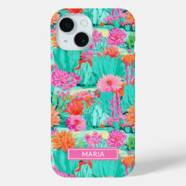 Coque Pour iPhone 15 Modern Blooming Cacti Personalized