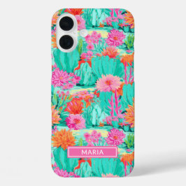 Coques iPhone 16 Plus Modern Blooming Cacti Personalized