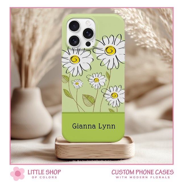 Coques Case-Mate iPhone Modern Daisies Floral Monogram (Créateur téléchargé)