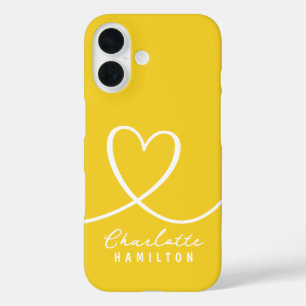 Coques iPhone 16 Modern Love Heart Nom personnalisé