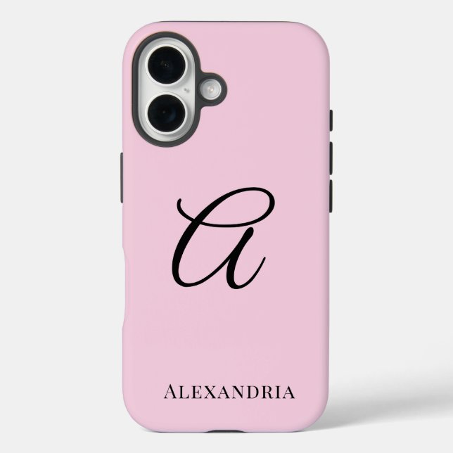 Coques Case-Mate iPhone Modern Pink Stylish Personalized Name Initial (Verso)