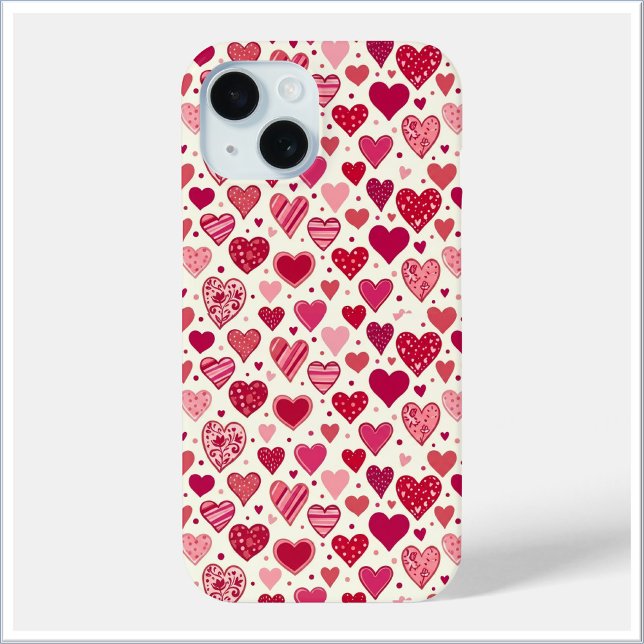 Coques Case-Mate iPhone Modern Red & Pink Hearts Pattern (Créateur téléchargé)