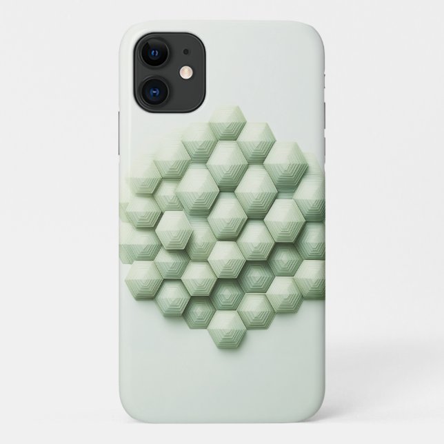 Coques Case-Mate iPhone Modern Textured Geometric Hexagons - Elegant Mint  (Dos)