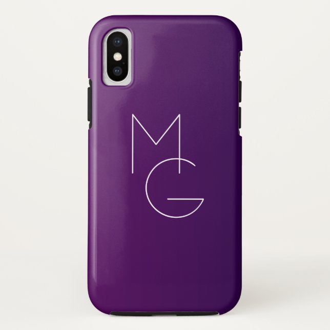 Coques Case-Mate iPhone Moderne 2 Initiales | Ombre subtile violet profond (Dos)