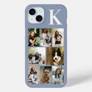 Coque iPhone 15 Mini Moderne 8 Photo Poussiéreux Bleu