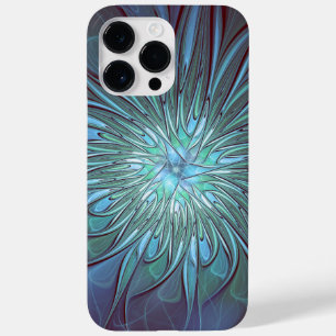 Coque Pour Pour iPhone 14 Pro Max Moderne Abstrait tendance Fleur bleue Fractal Art